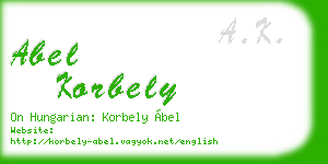 abel korbely business card