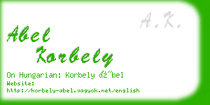 abel korbely business card